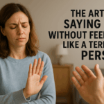 A lady saying no to another person. The art of saying no without feeling like a terrible person
